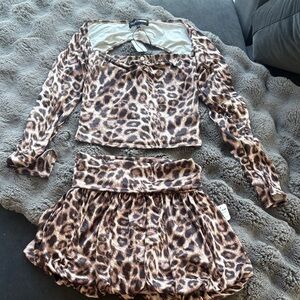 Fashion Nova Leopard Print Skirt Set